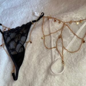 Lace Panty with Gold Accessories Black & White